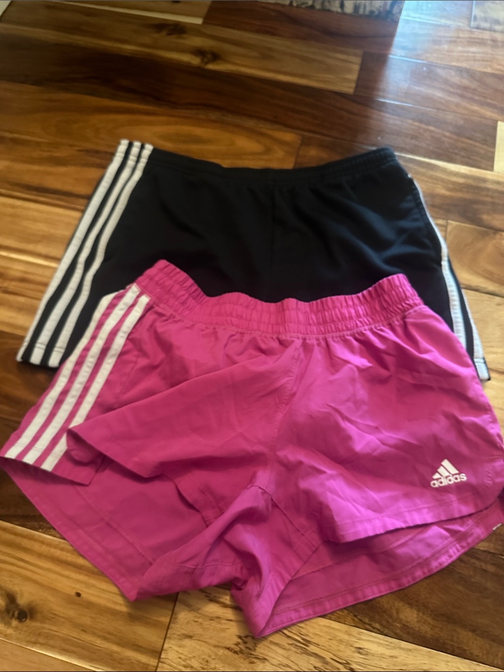 adidas Pink and Black Girls' Athletic Shorts Duo